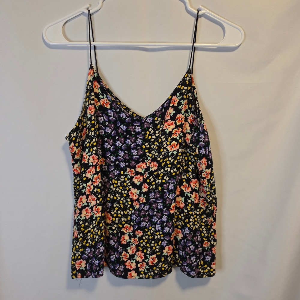 Cotton‎ On Floral Cami Top XS Black Multicolor Cottagecore Boho Spaghetti Strap